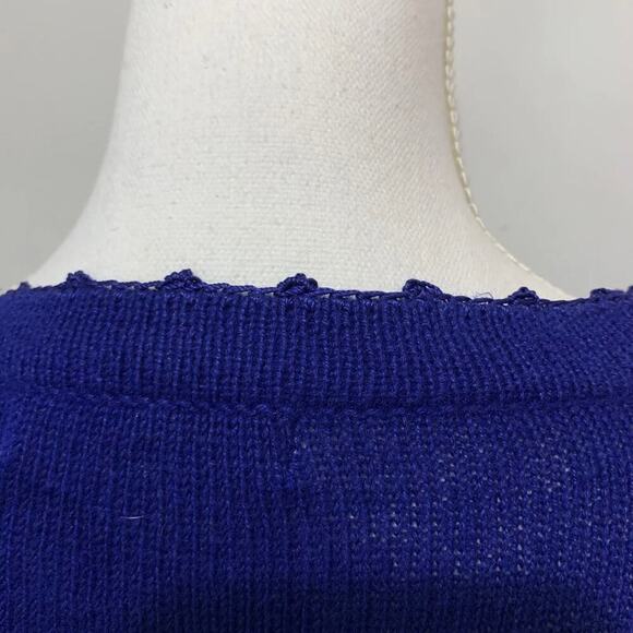 VINTAGE Bright Blue Ugly Christmas Sweater by Arriviste Beads & Sequins Small - Picture 11 of 12